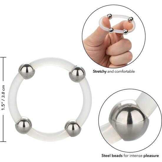 Calexotics anillo de silicona con cuentas de acero talla l