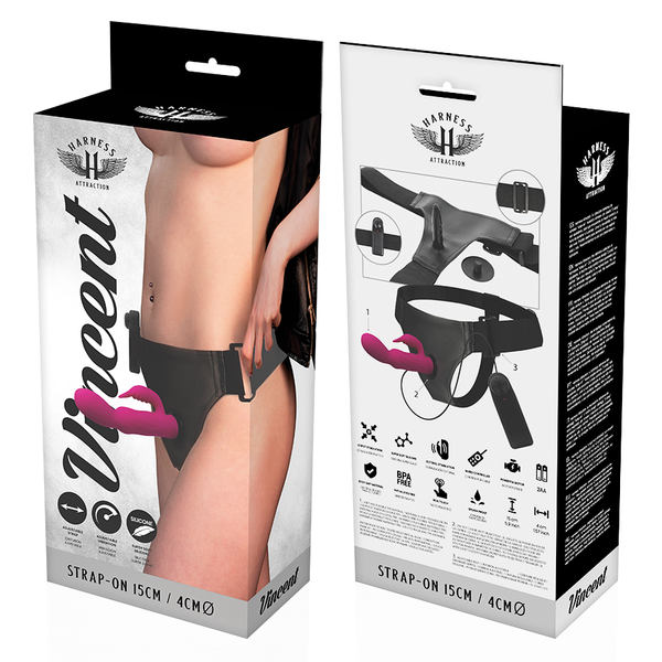 Arnés vibrador rabbit vincent 15 cm o 4 cm