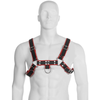 Leather chain harness iii black red