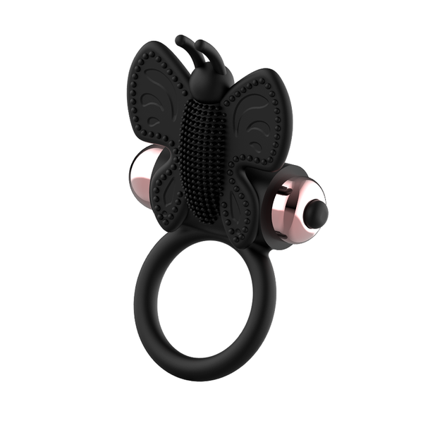 Anillo vibrador para el pene Butterfly negro y dorado