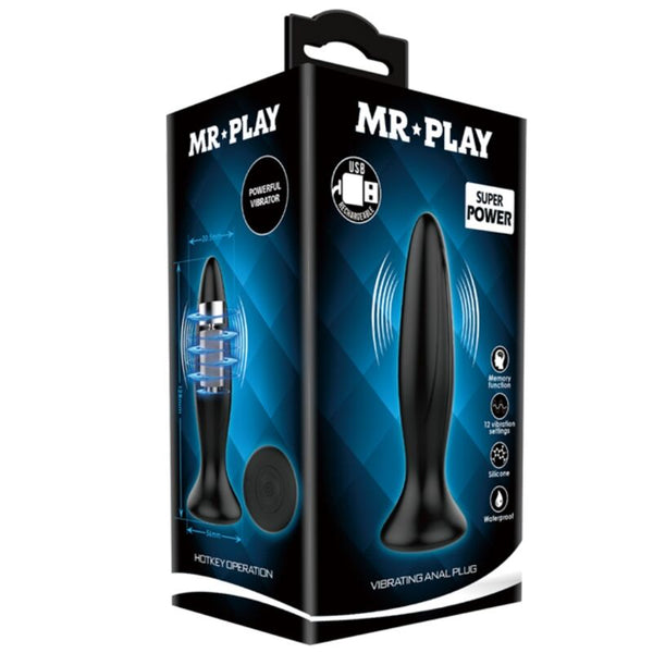 Plug anal vibrador negro recargable