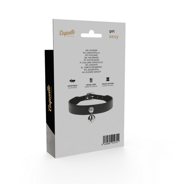 Coquette collar cuero vegano accesorio woman cascabel