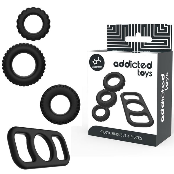 Addicted set 4 anillos silicona para el pene