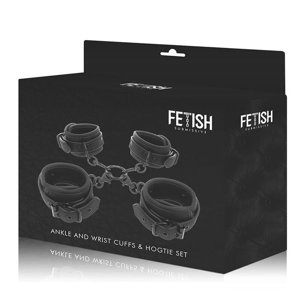 Fetish set esposas manos y tobillos con forro de neopreno