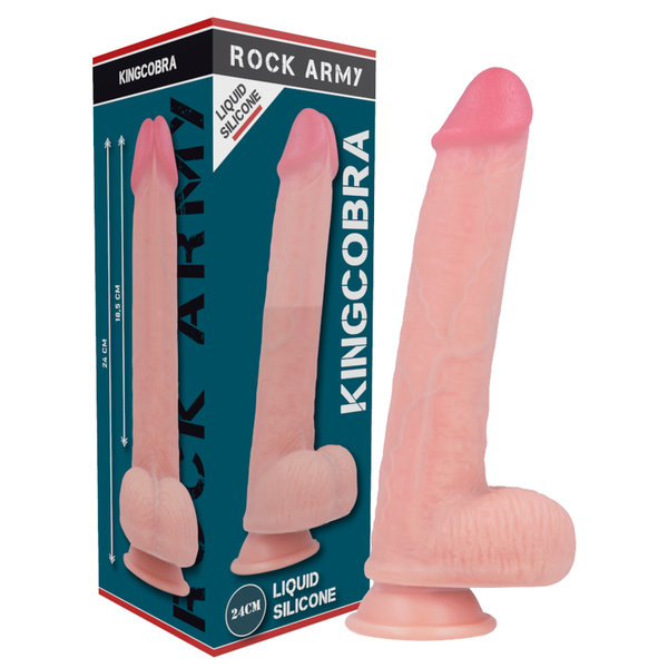 Rock arnés con liquid silicone dildo premium kingcobra 24 cm o 4.77 cm
