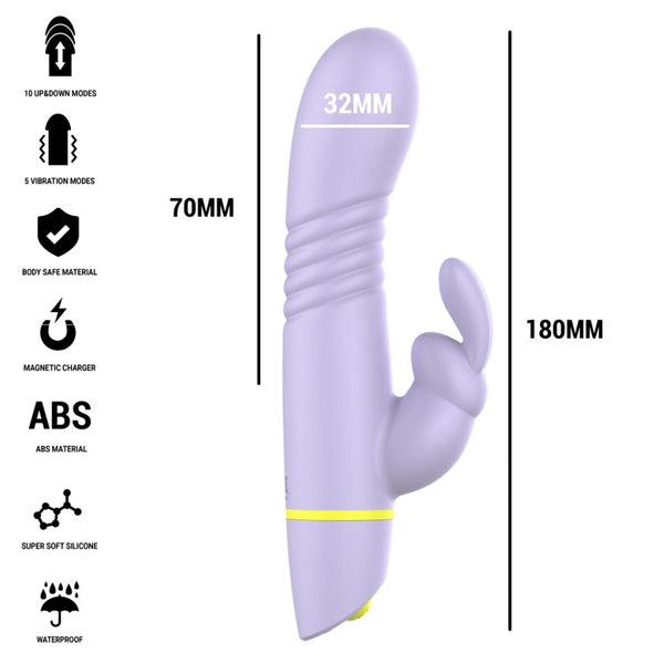 Vibrador rabbit Helen con movimiento de empuje