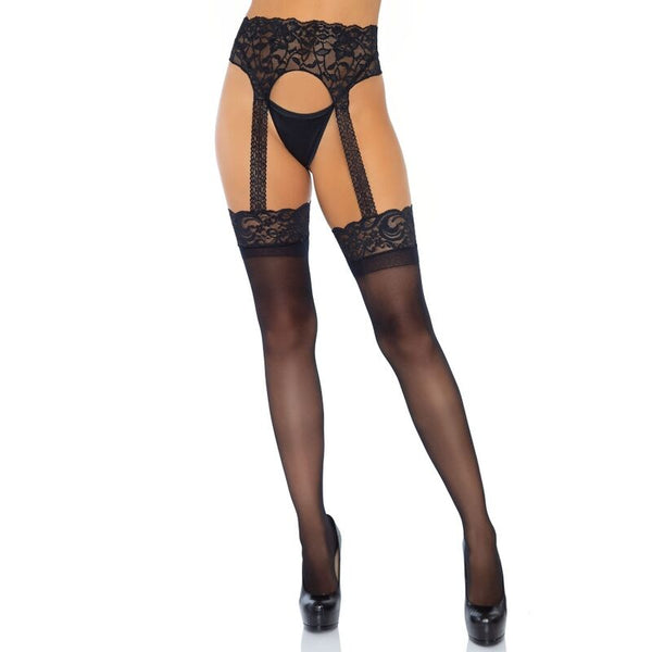 Leg medias con liguero opacas talla única