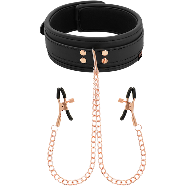 Coquette fantasy collar con pinzas pezones con forro de neopreno