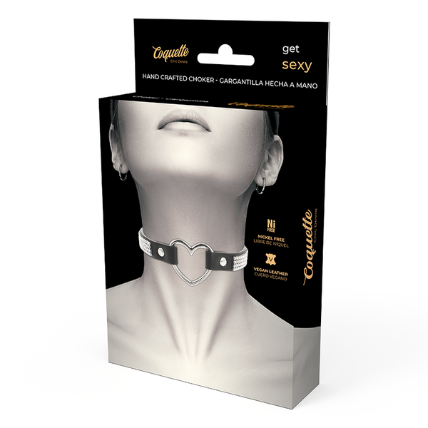 Coquette choker cuero vegano corazon