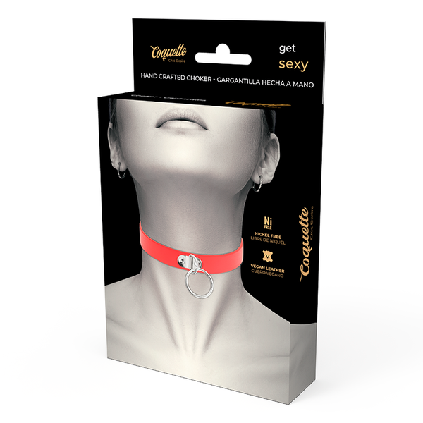 Coquette collar cuero vegano rojo accesorio woman fetish