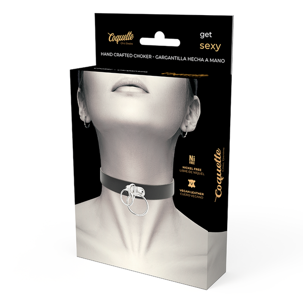 Coquette choker cuero vegano doble anilla