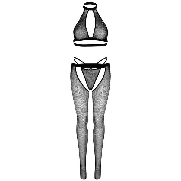 Leg top cuerpo de red con tanga y medias