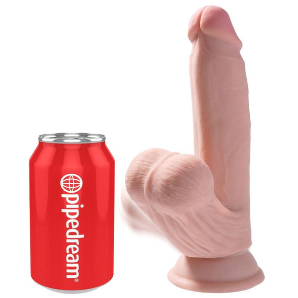 King plus 3d dildo swinging balls 15.2 cm natural