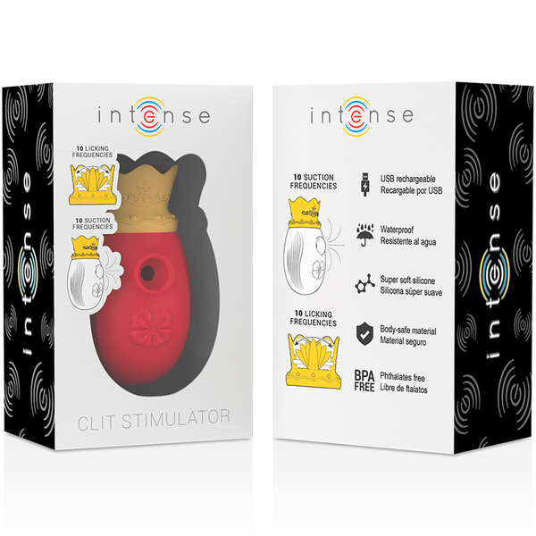 Intense estimulador clítoris 10 modos de succión y licking rojo
