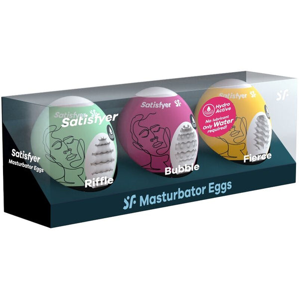Satisfyer 3 huevos masturbadores riffle bubble y fierce