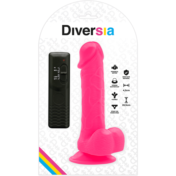 Diversia dildo realístico flexible con vibración rosa 20.5 cm o 4.2 cm