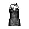 Leg mini vestido de encaje con aberturas talla única negro