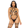 Leg kink teddy arnés con aro de corazón talla l negro