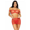 Leg set tres piezas top mini falda y tanga talla única negro