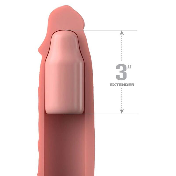 Funda para el pene Pipedreams 22,86 cm con plug de 7,62 cm tono piel