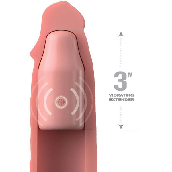 Funda para el pene Pipedreams 22,86 cm con plug de 7,62 cm y control remoto tono piel