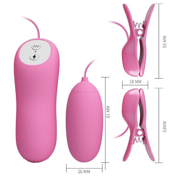 Pretty pinzas con vibración y eletroshock rosa