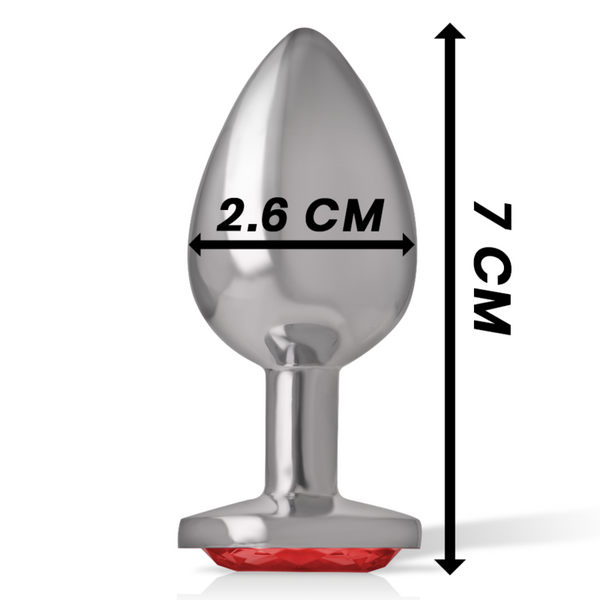 Intense plug anal metal aluminio con cristal rojo talla s
