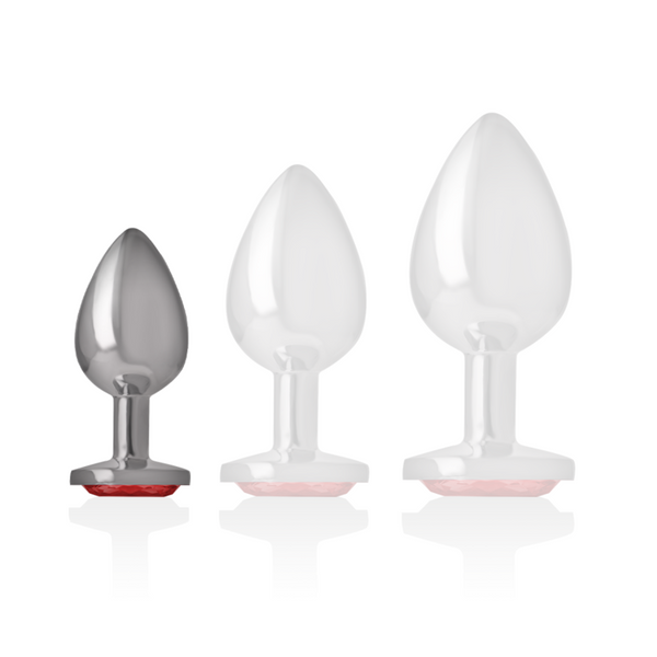 Intense plug anal metal aluminio con cristal rojo talla s