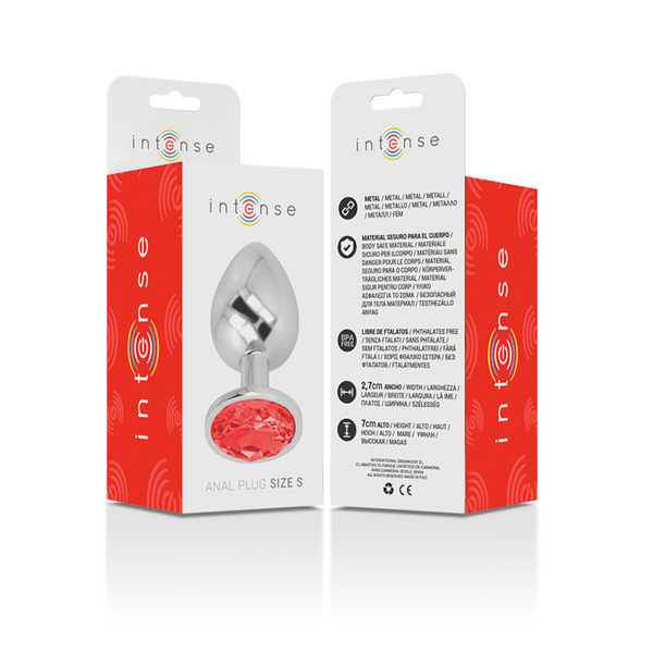 Intense plug anal metal aluminio con cristal rojo talla s