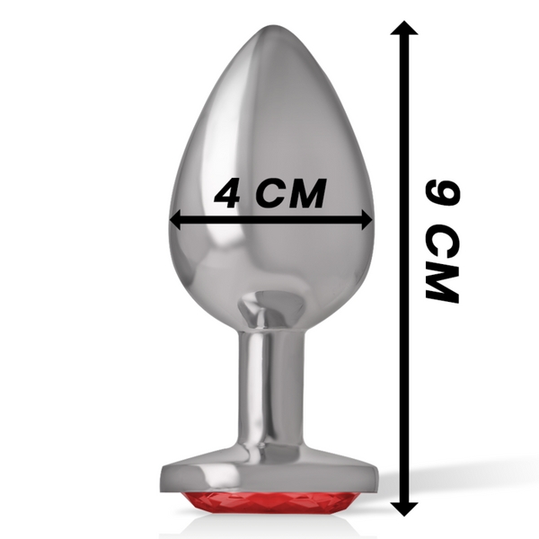 Intense plug anal metal aluminio con cristal rojo talla l