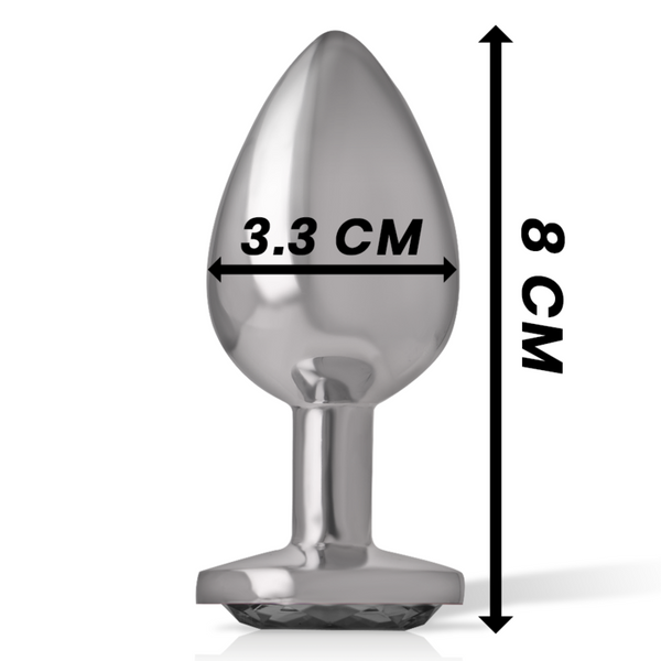 Intense plug anal metal aluminio con cristal negro talla m