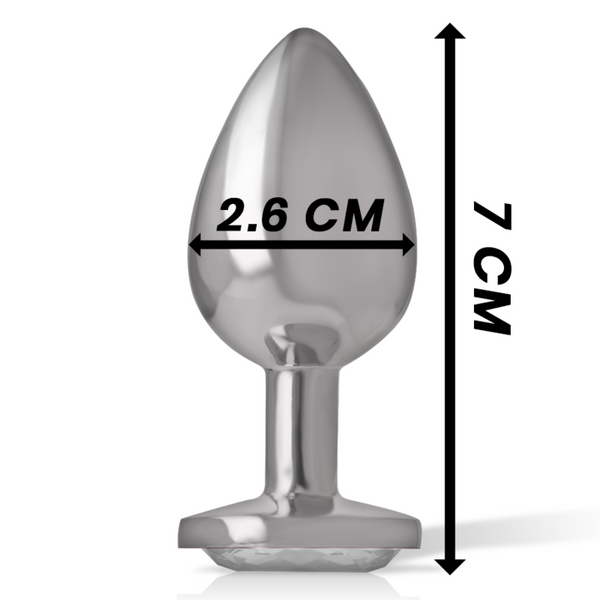 Intense plug anal metal aluminio con cristal plata talla s