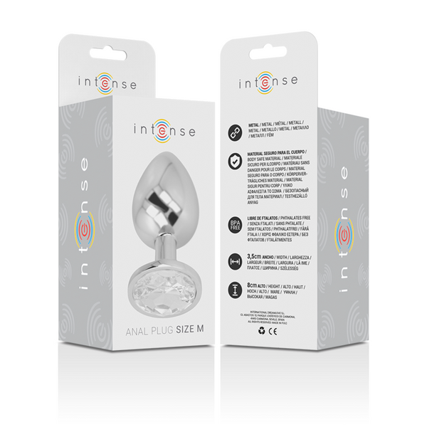 Intense plug anal metal aluminio con cristal plata talla m