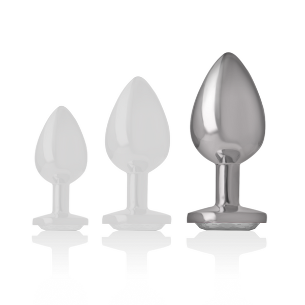 Intense plug anal metal aluminio con cristal plata talla l
