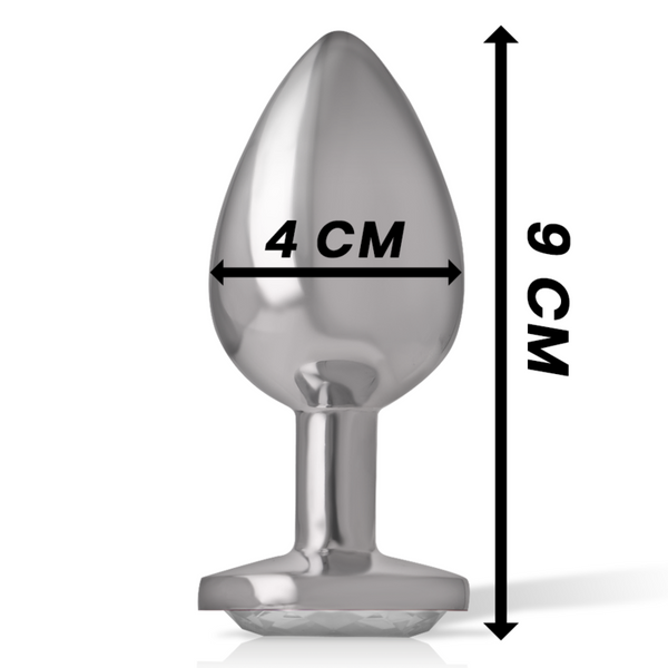 Intense plug anal metal aluminio con cristal plata talla l