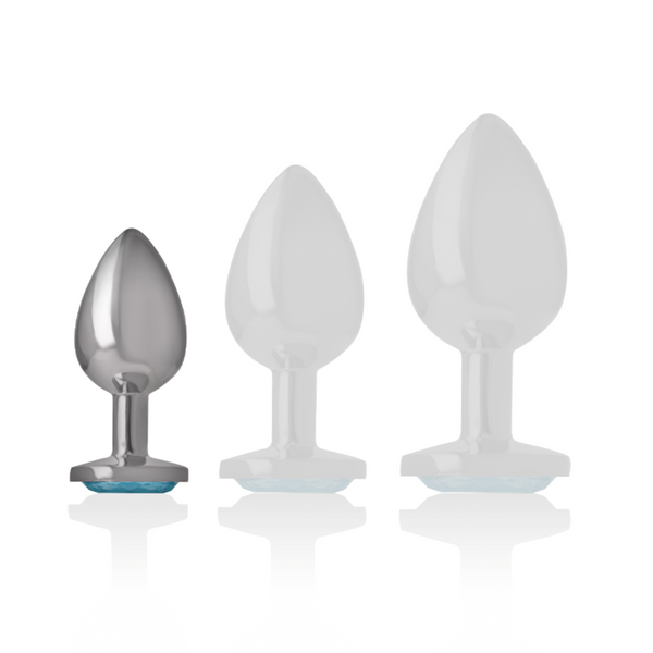 Intense plug anal metal aluminio con cristal azul talla s