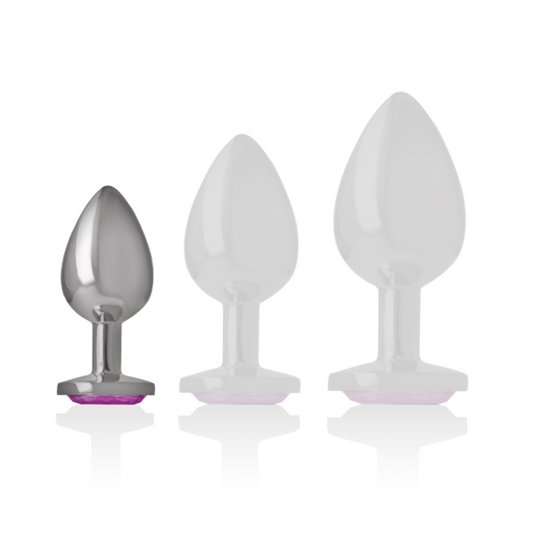 Intense plug anal metal aluminio con cristal rosa talla s