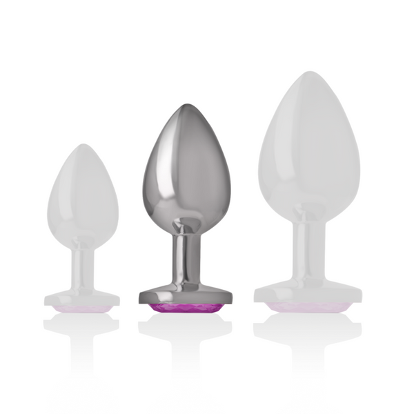 Intense plug anal metal aluminio con cristal rosa talla m