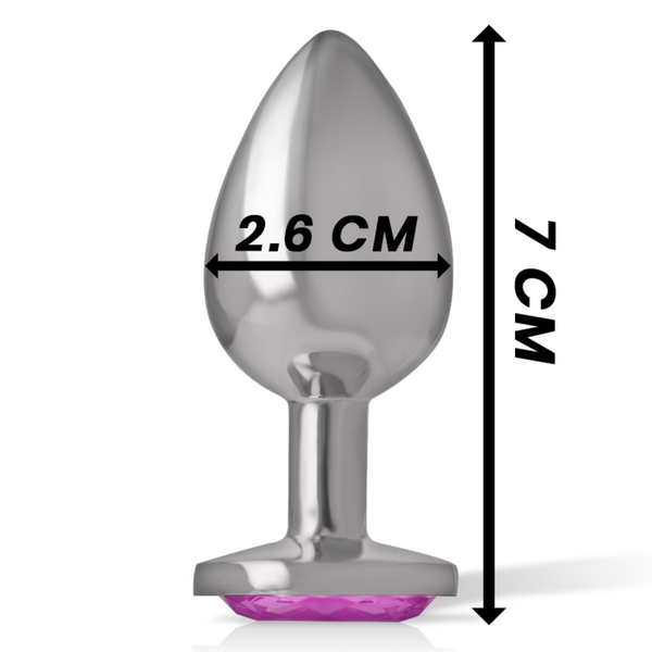 Intense plug anal metal aluminio con cristal rosa talla s