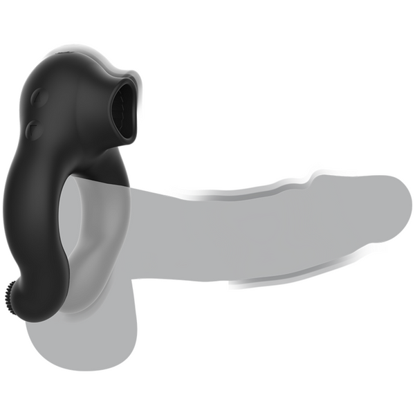 Anillo vibrador silicona 3 motores recargable negro