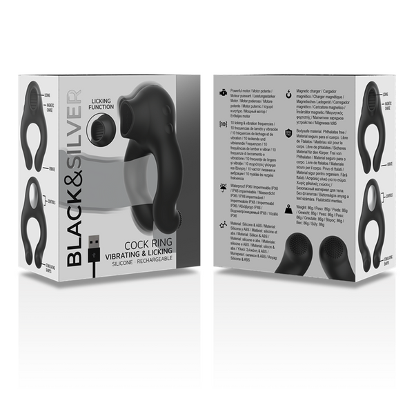 Anillo vibrador silicona 3 motores recargable negro