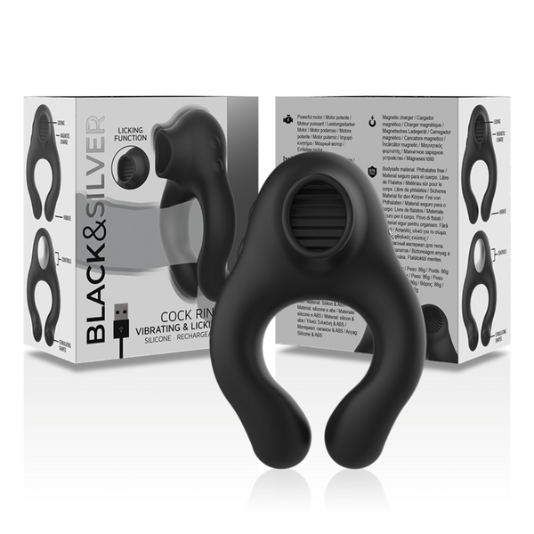 Anillo vibrador silicona 3 motores recargable negro