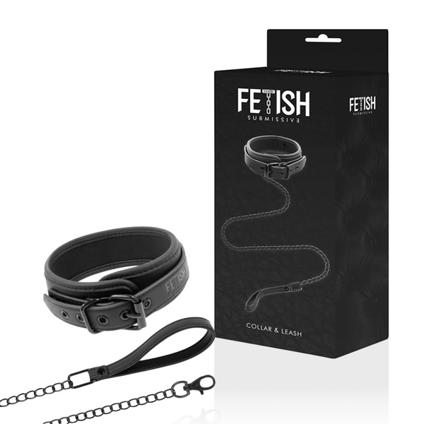 Fetish collar con cadena con forro de neopreno 3