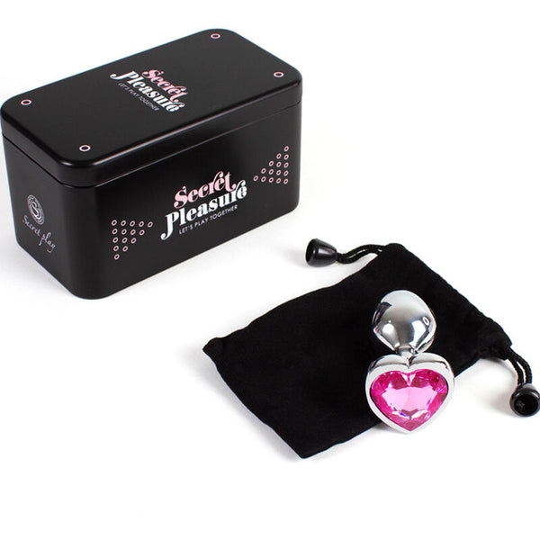Plug anal de metal Secretplay con corazón fucsia talla S 7 cm