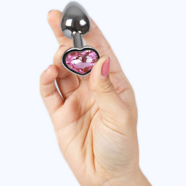 Plug anal de metal Secretplay con corazón fucsia talla S 7 cm