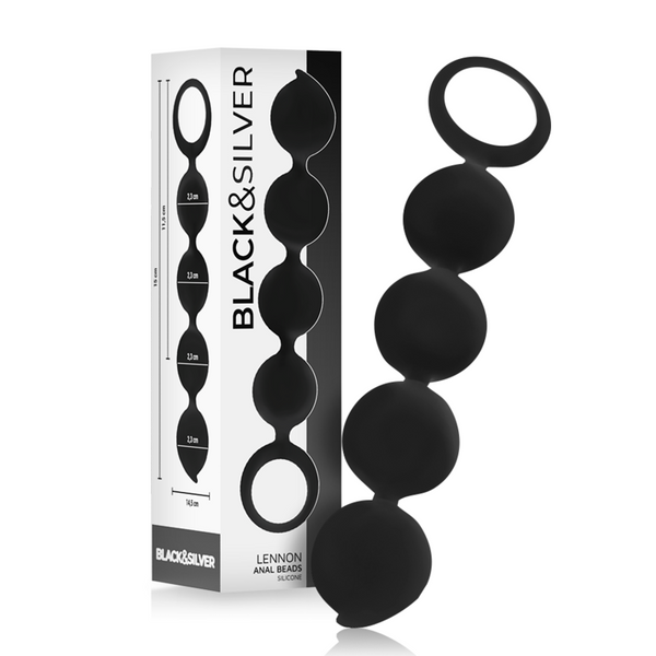 Black&silver black y silver black y silver black y silver black y silver lennon rosario anal 4 esferas silicona 15 cm