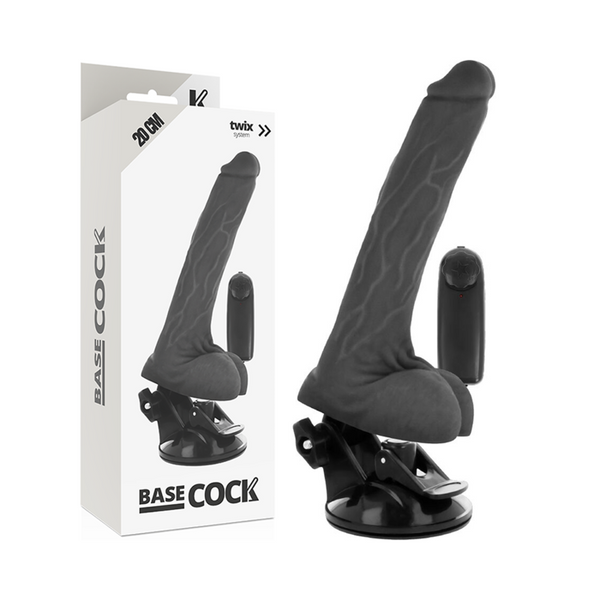 Vibrador realístico control remoto negro con testículos 20 cm o 4 cm