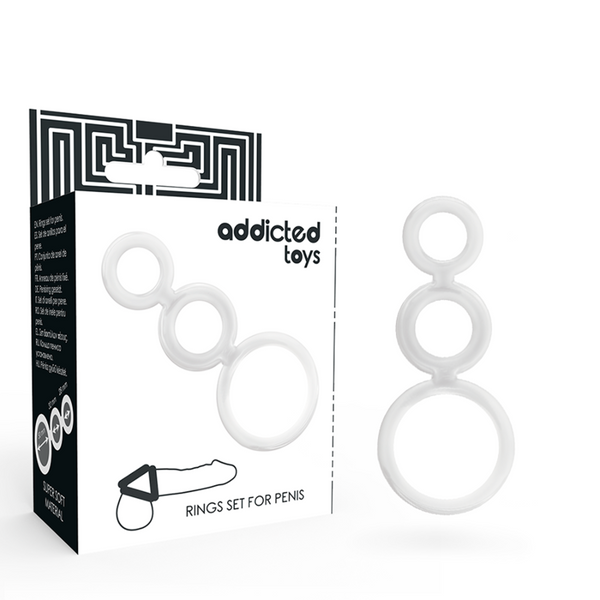 Addicted set anillos pene y testículos clear