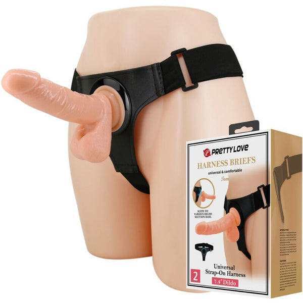 Pretty harness briefs arnés universal con dildo tom 20 cm natural
