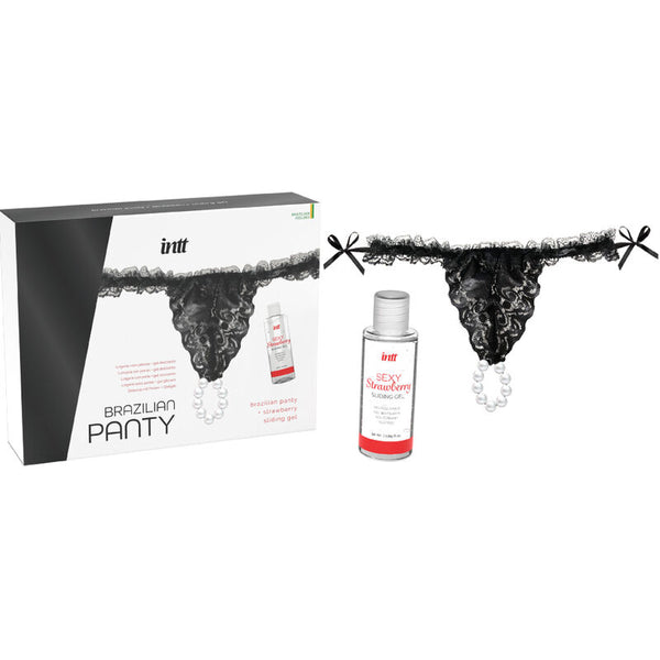 Intt braga brasileña negra con perlas y gel lubricante 50 ml